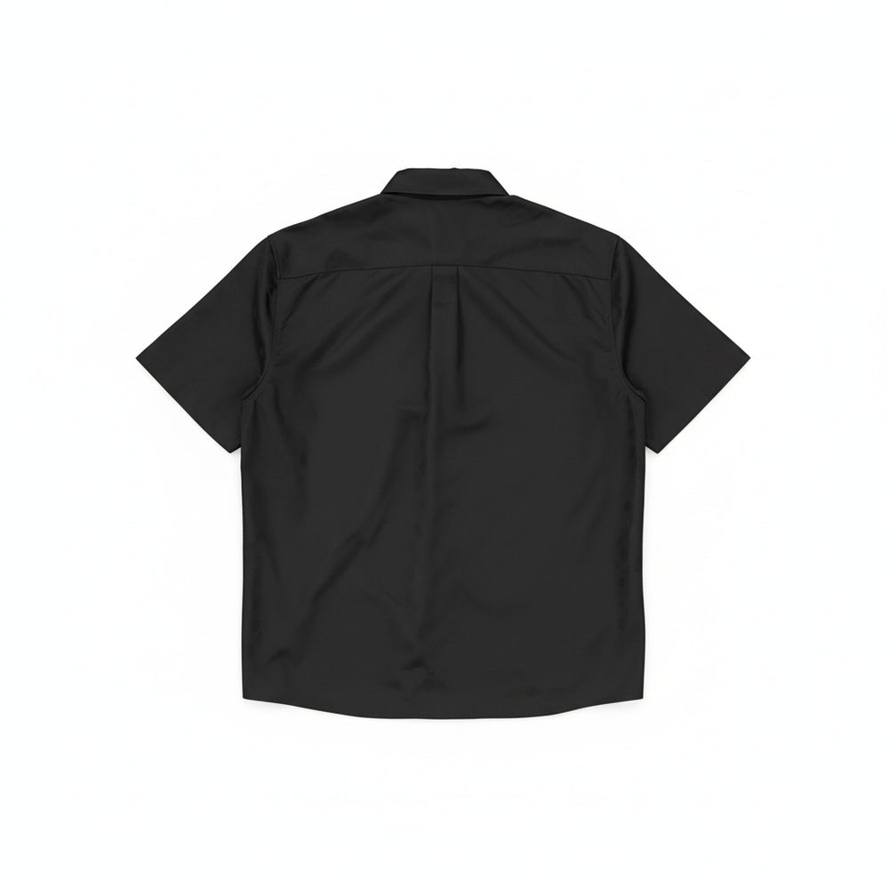 CASABLANCA MONOGRAM COTTON SHORT SLEEVE SHIRT BLACK