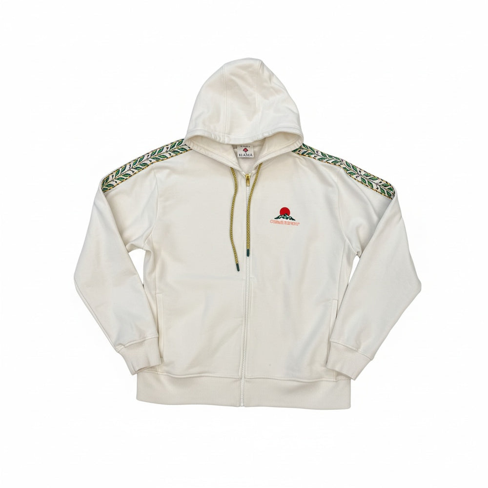 Casablanca Technical Pocket & Laurel Tape Zip Hoodie Off-White