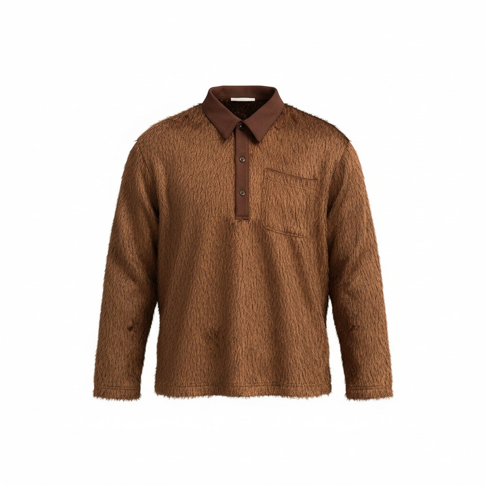 SONG FOR THE MUTE L/S POLO BROWN