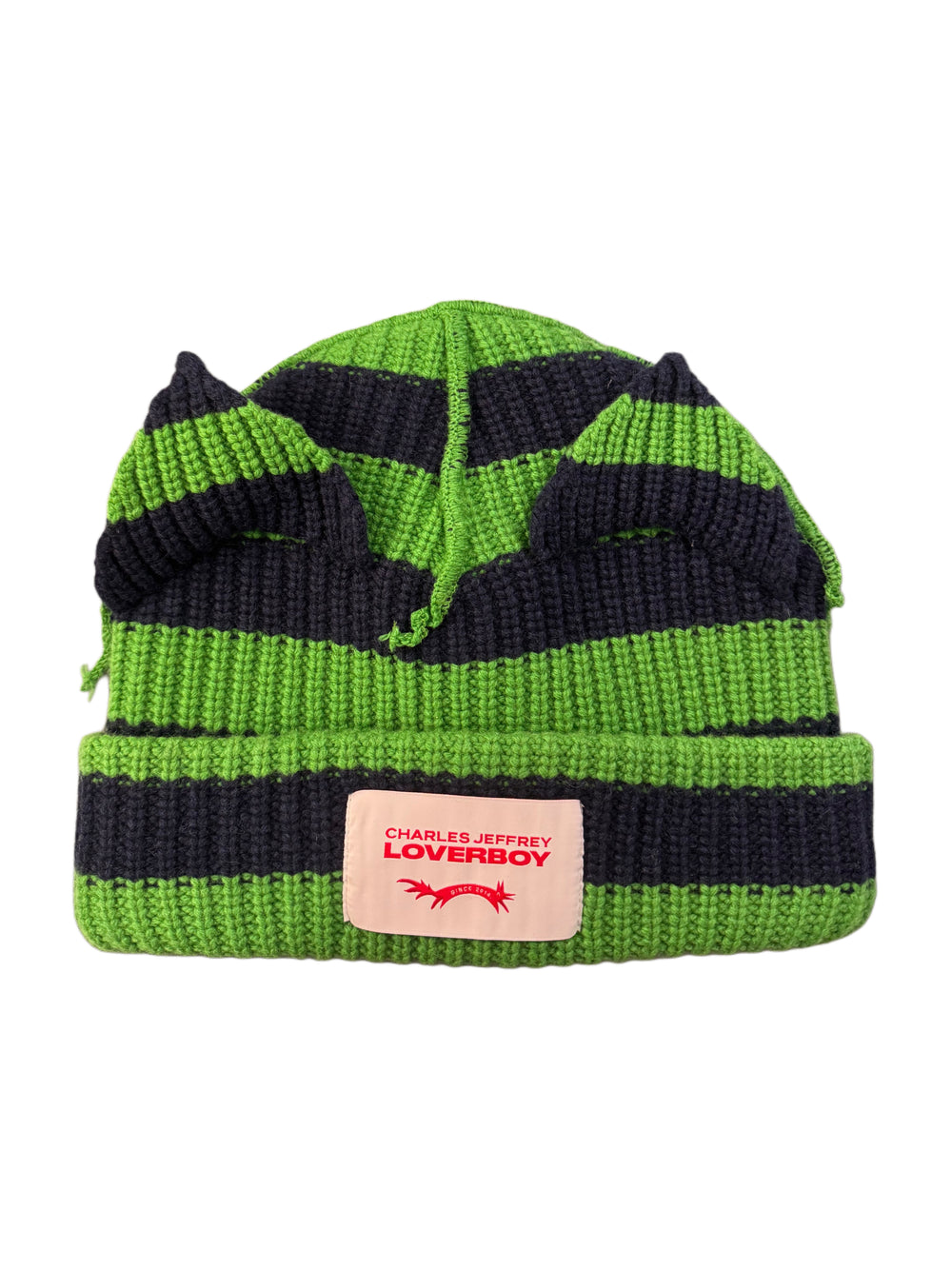 CHARLES JEFFREY LOVERBOY SUPERSIZED CHUNKY EARS BEANIE GREEN/NAVY