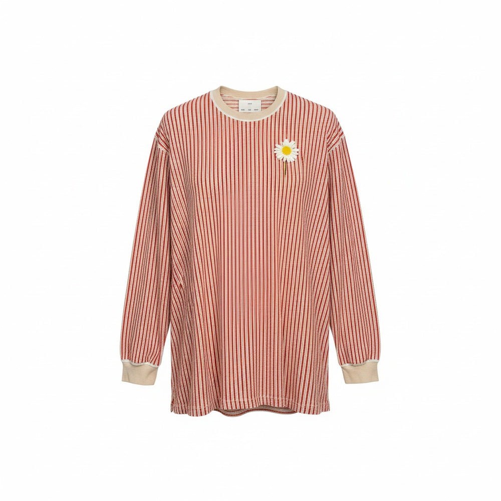 SONG FOR THE MUTE ''FLOWER'' OVERSIZED CREW NECK PULLOVER RED