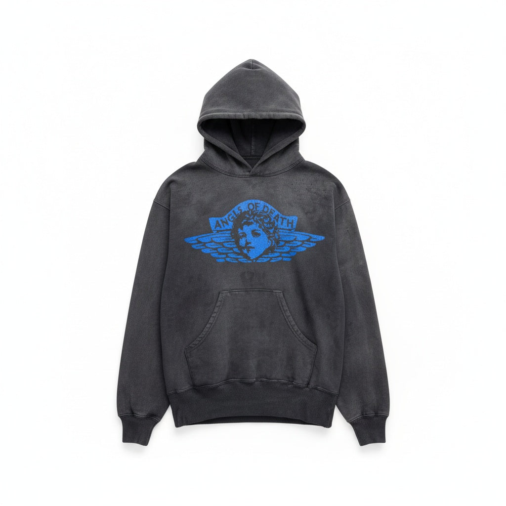 Saint Michael Angel Hoodie Black/Blue – E3RD