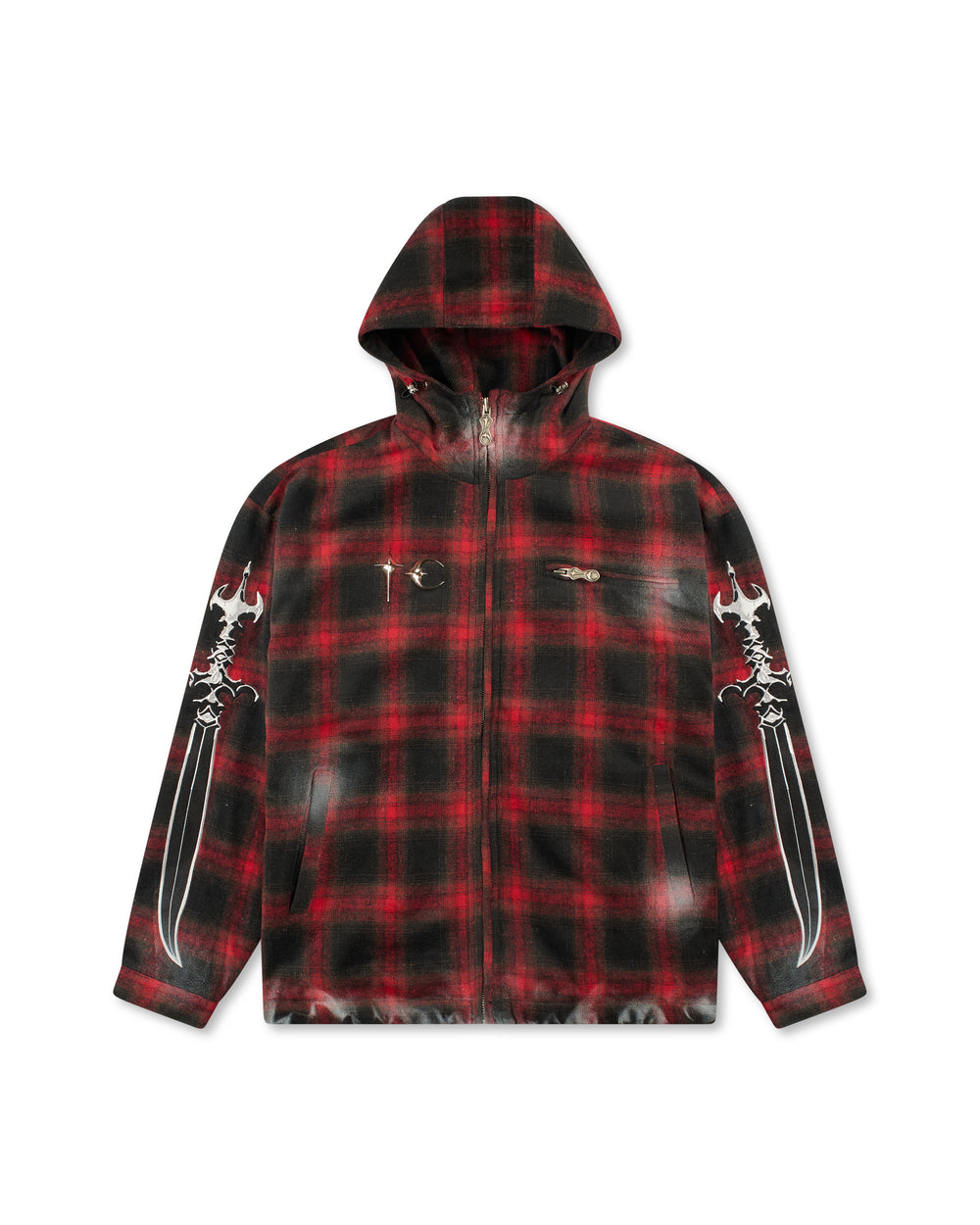 Thug Club Arab Sword Flannel Zip-Up Red