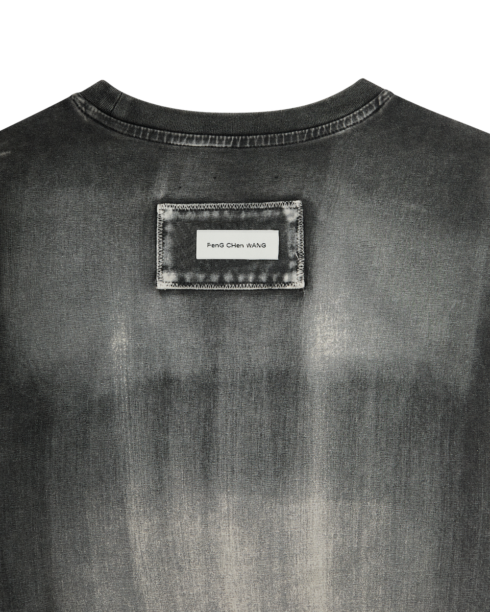 FENG CHEN WANG DENIM WASHED T-SHIRT BLACK