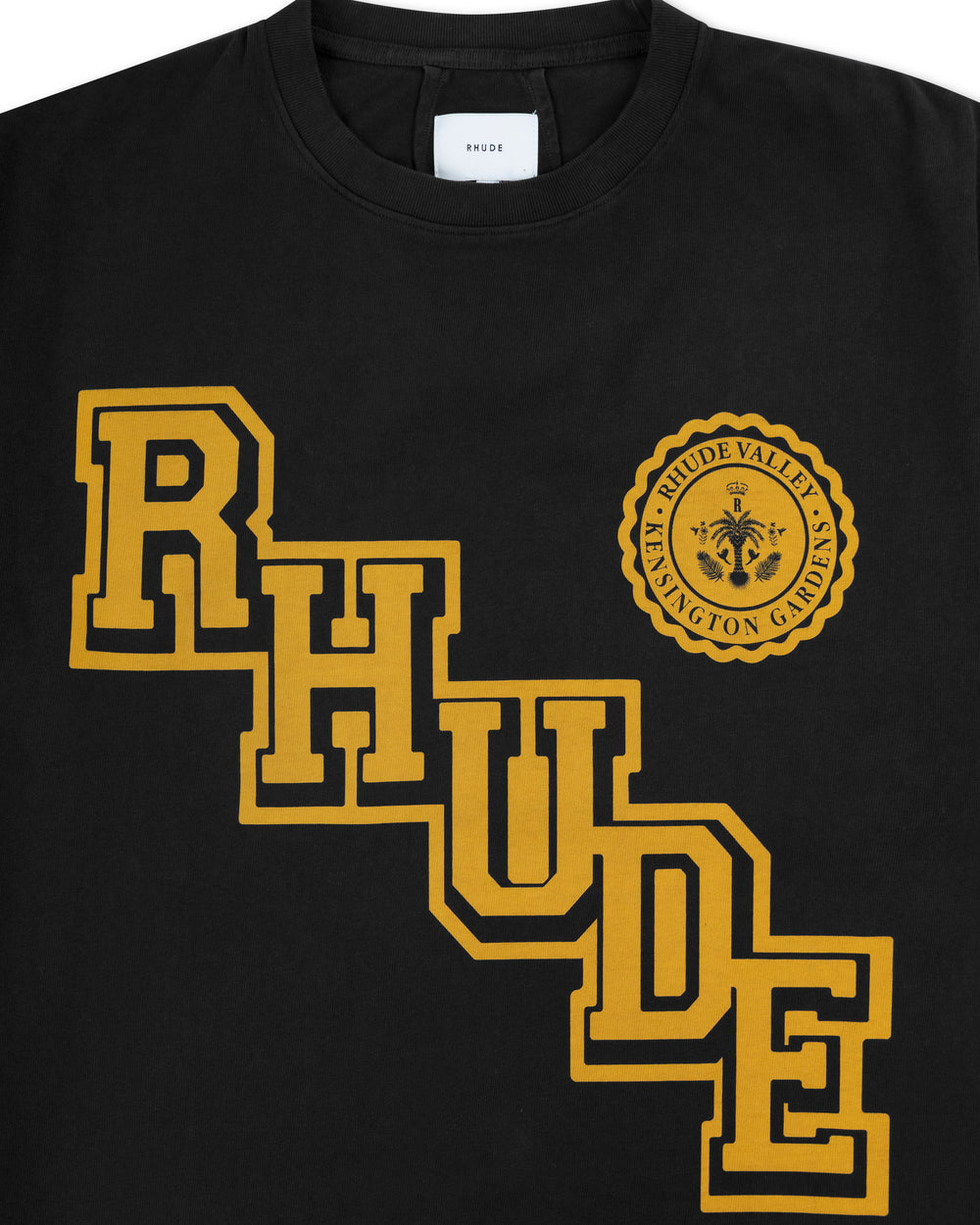 RHUDE RHUDE COLLEGIATE CREST TEE VINTAGE BLACK / YELLOW