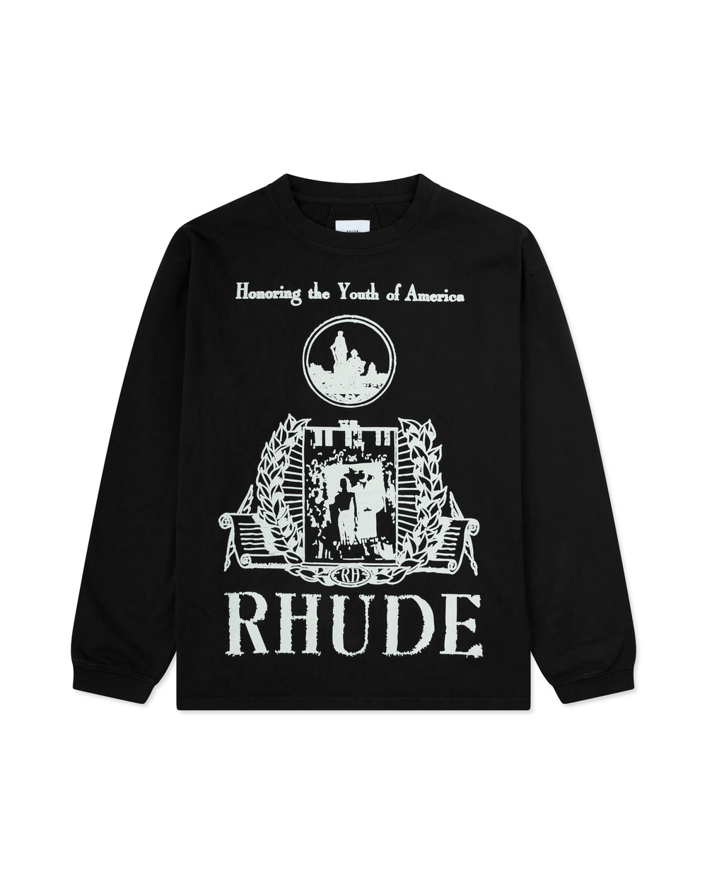 RHUDE YOUTH OF AMERICA LS TEE VINTAGE BLACK/ WHITE