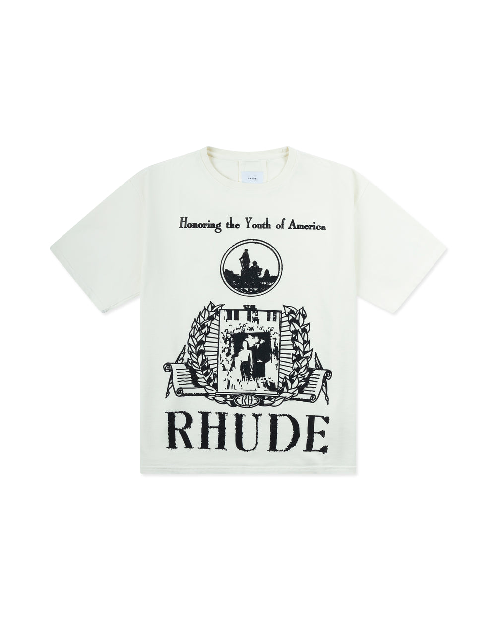 RHUDE YOUTH OF AMERICA TEE VINTAGE WHITE/ BLACK