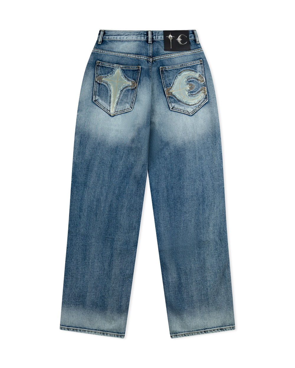 Thug Club TC Bone Leather Denim Pants Blue