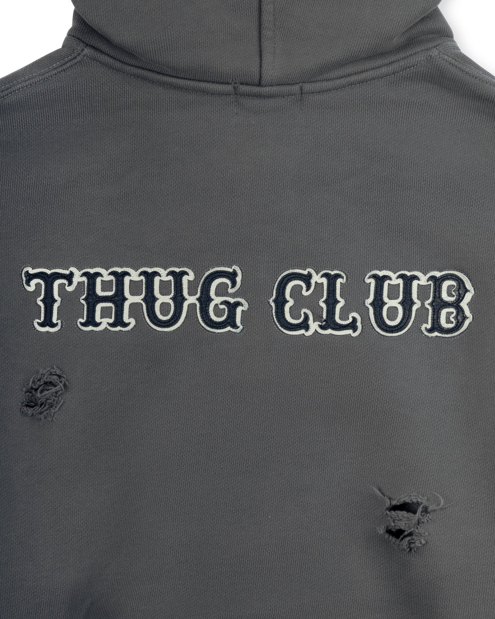Thug Club Leather Flame Hooded Zip-Up Grey