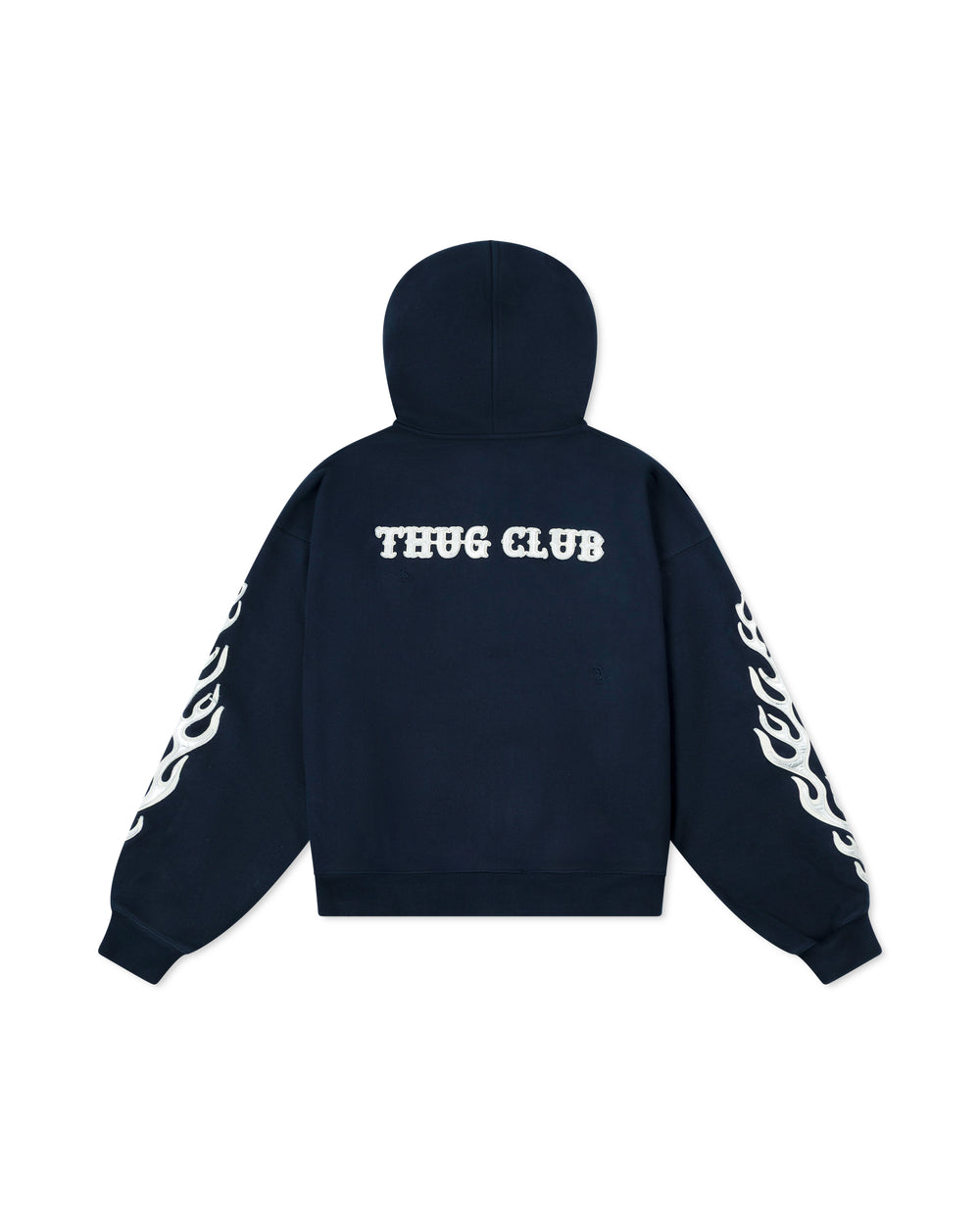 Thug Club Leather Flame Hooded Zip-Up Navy