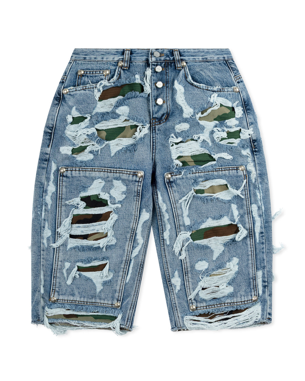 Thug Club Hell Camo Denim Shorts Blue