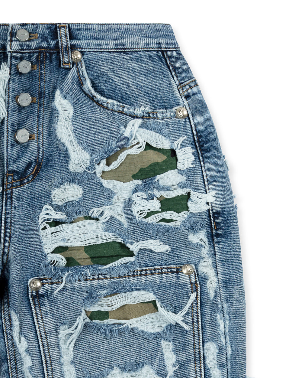 Thug Club Hell Camo Denim Shorts Blue