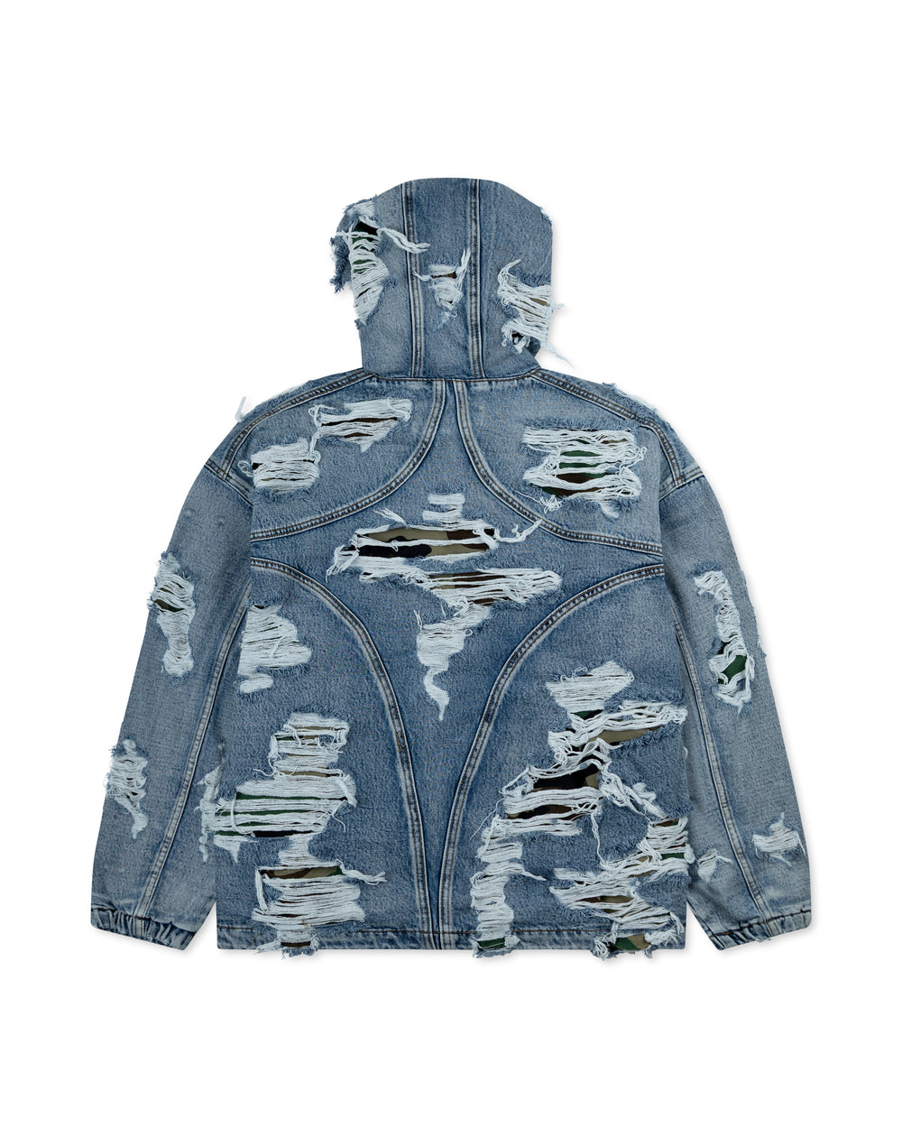 Thug Club Hell Denim Camo Hooded Zip-Up Blue