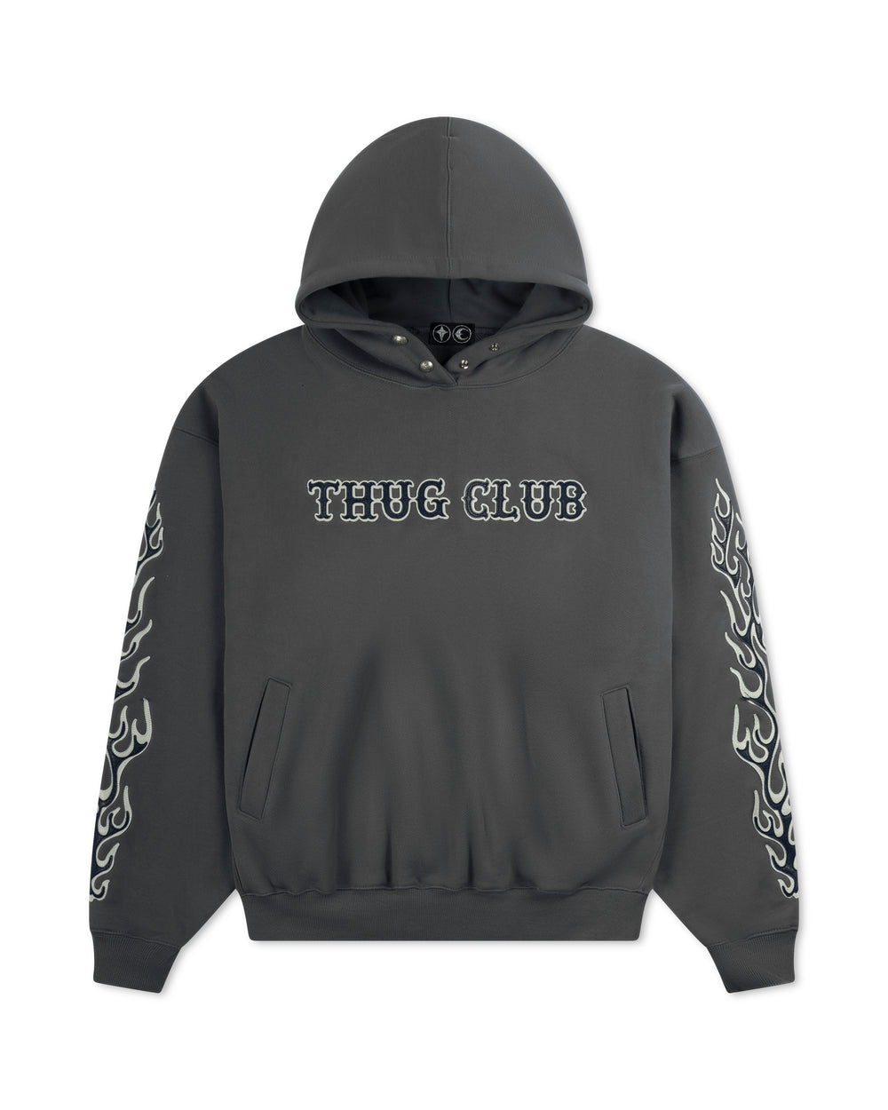 Thug Club Leather Flame Hoodie Grey