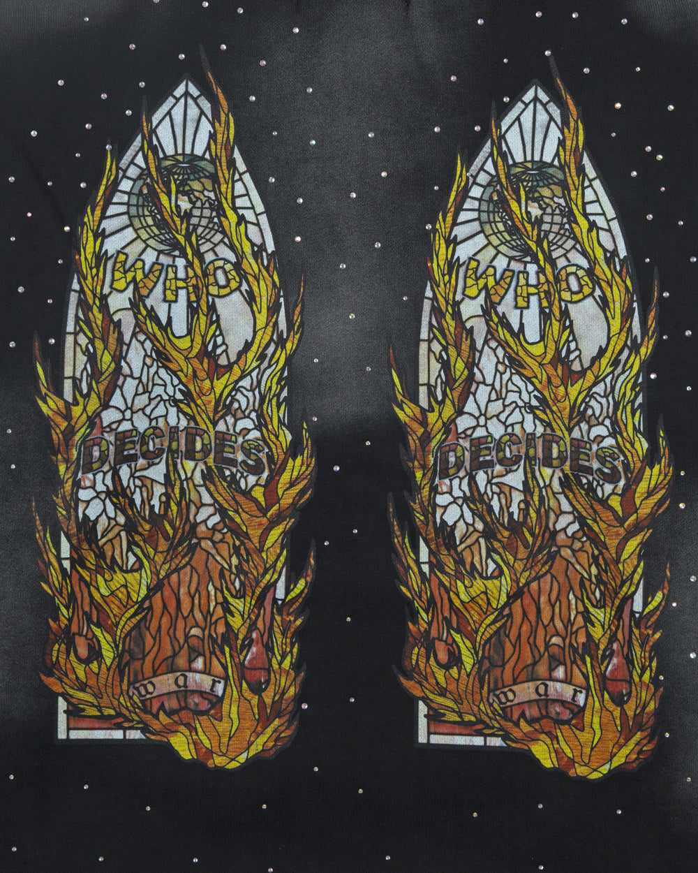 WHO DECIDES WAR FLAME GLASS HOODED PULLOVER COAL