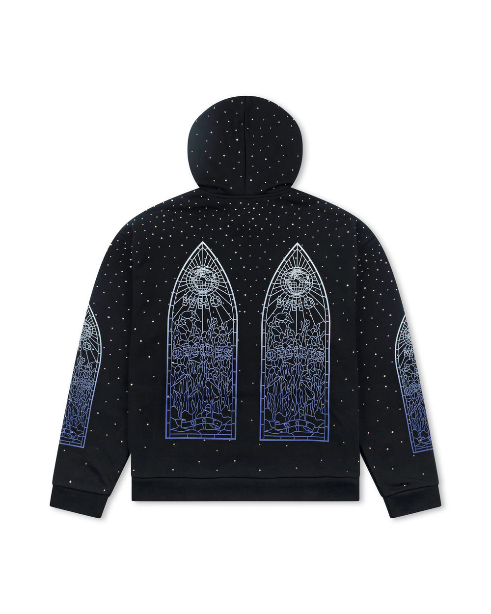 WHO DECIDES WAR RHINESTONE HOODED PULLOVER COAL