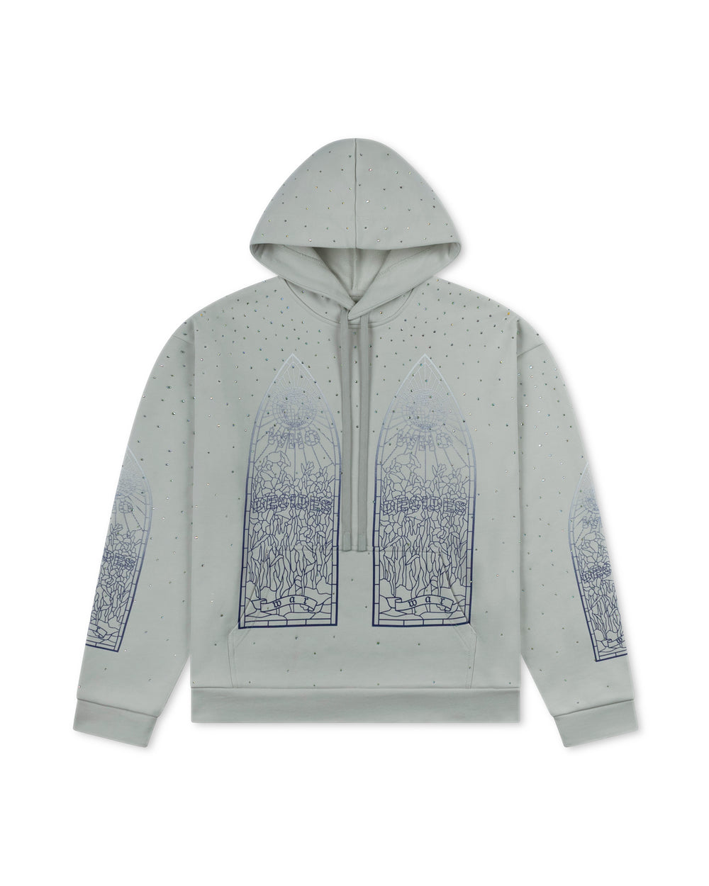 WHO DECIDES WAR RHINESTONE HOODED PULLOVER CREAM