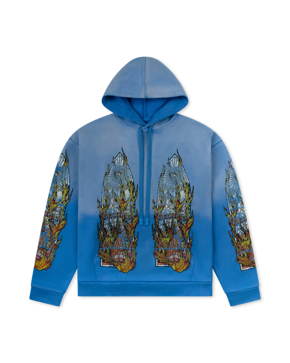 WHO DECIDES WAR FADED FLAME GLASS HOODED PULLOVER SKY