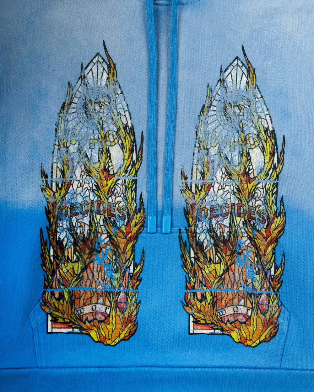 WHO DECIDES WAR FADED FLAME GLASS HOODED PULLOVER SKY