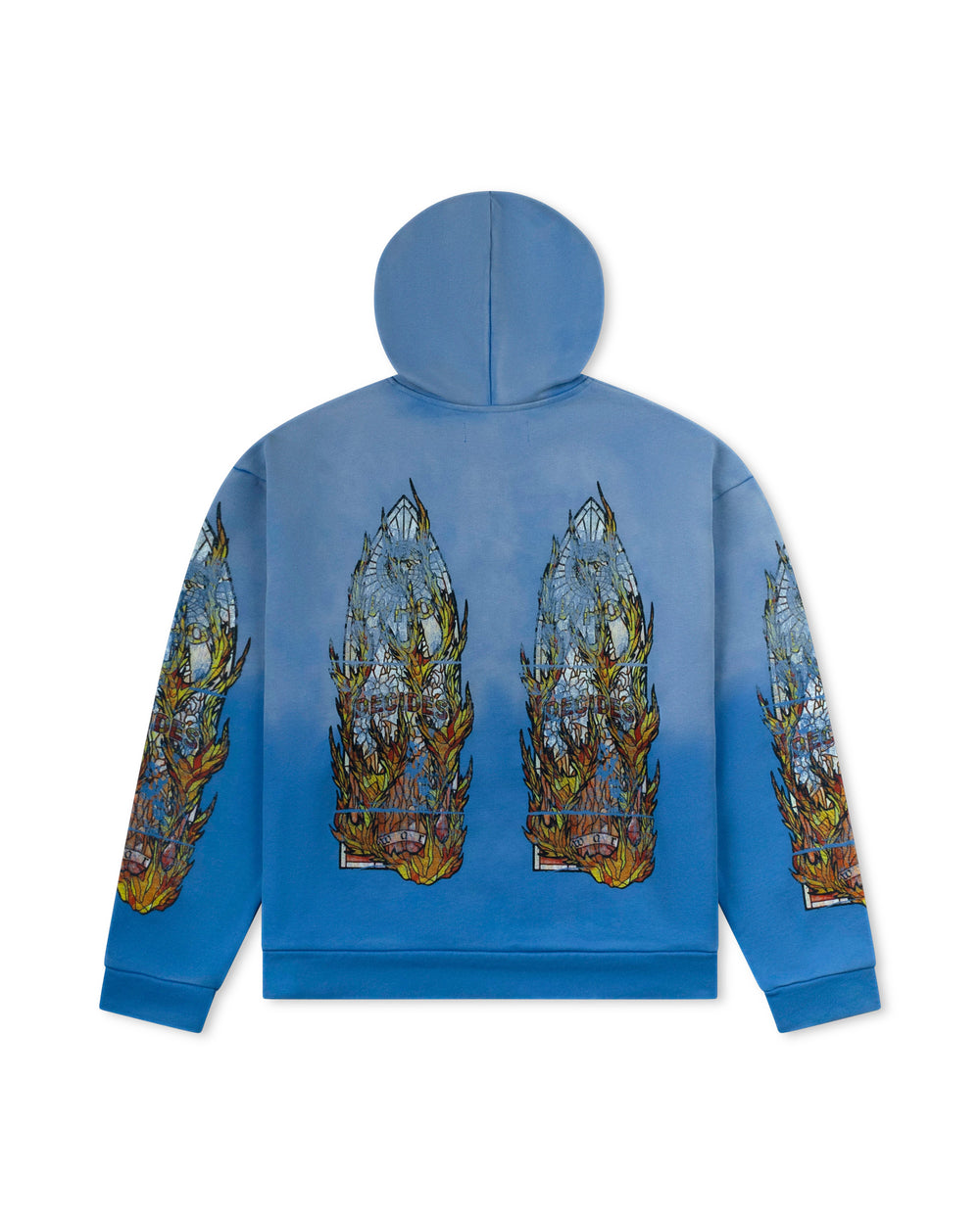 WHO DECIDES WAR FADED FLAME GLASS HOODED PULLOVER SKY