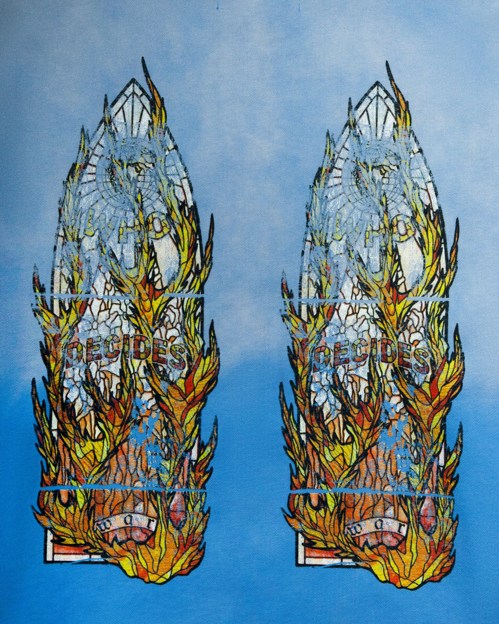 WHO DECIDES WAR FADED FLAME GLASS HOODED PULLOVER SKY