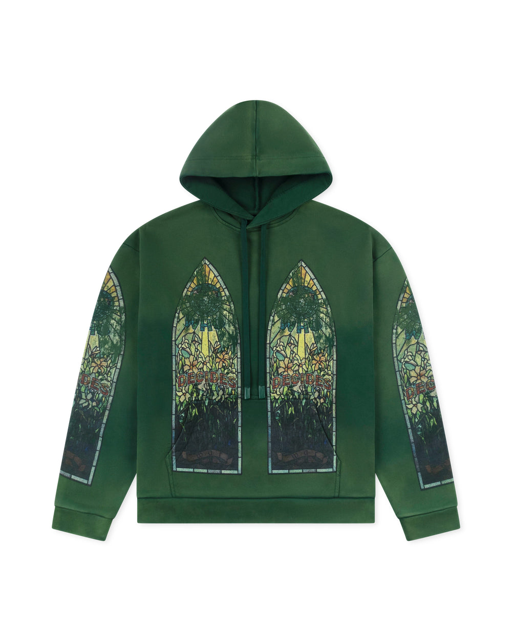 WHO DECIDES WAR FADED HOODED PULLOVER EMERALD