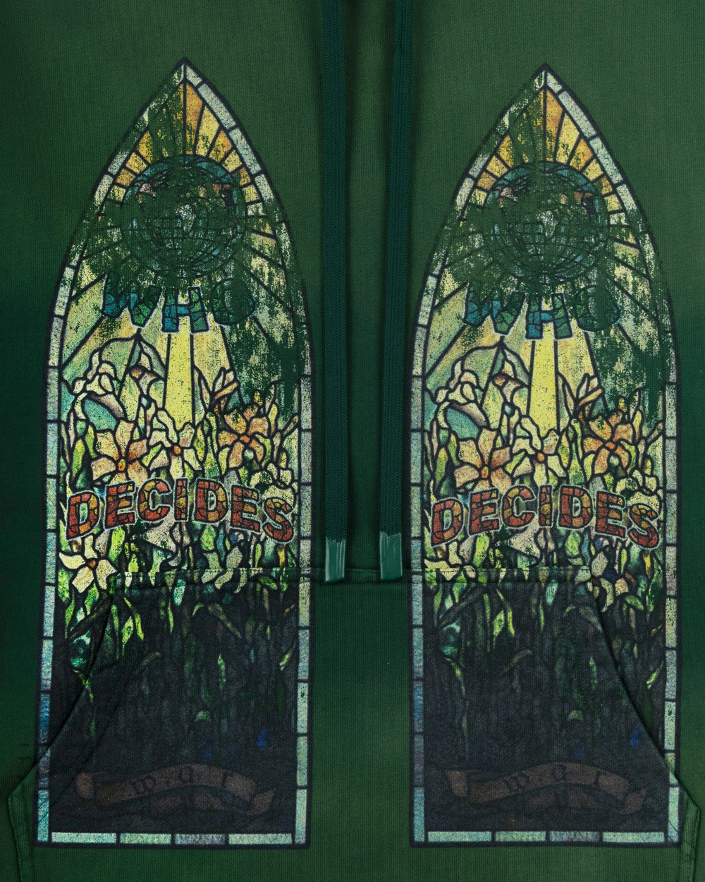 WHO DECIDES WAR FADED HOODED PULLOVER EMERALD