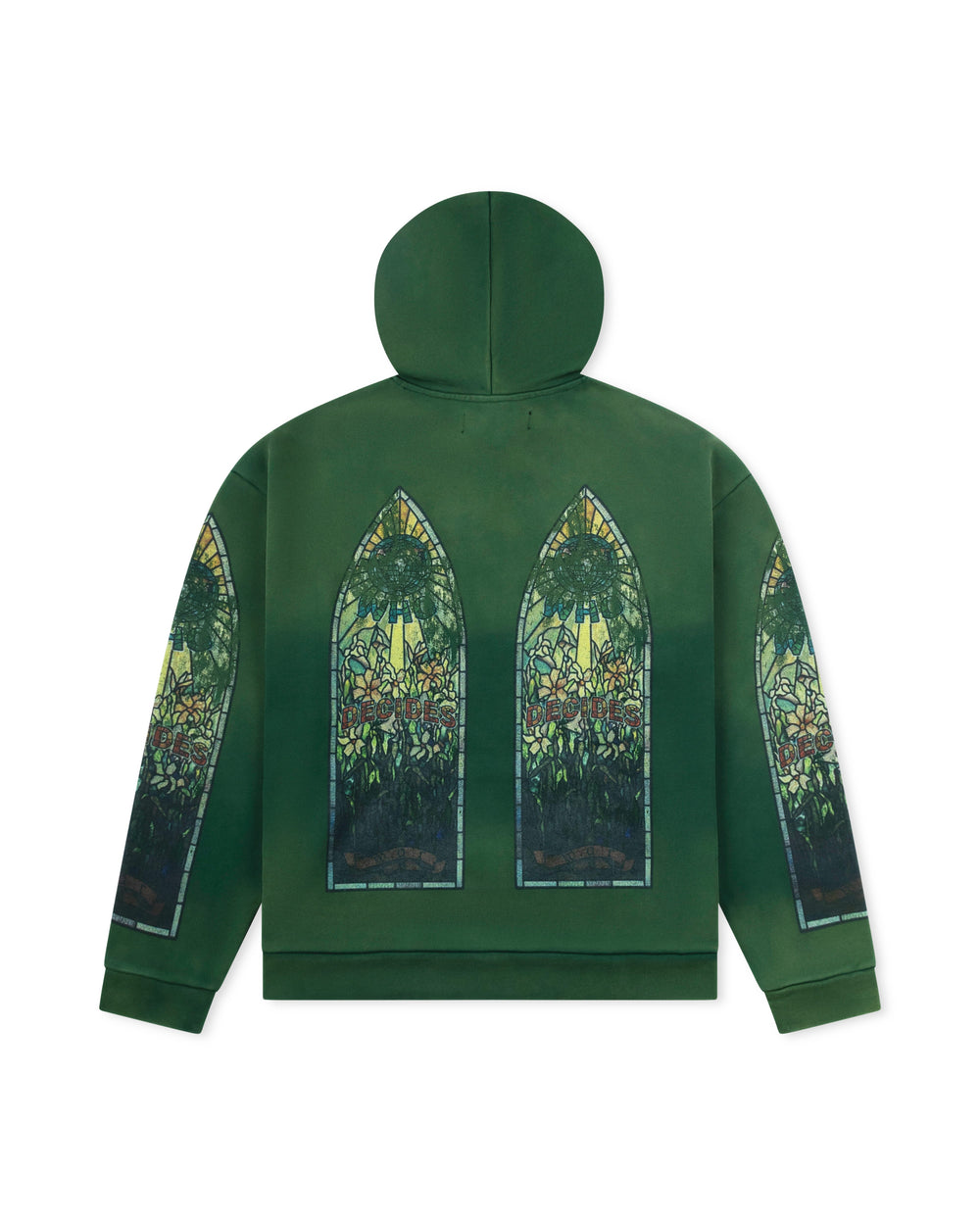 WHO DECIDES WAR FADED HOODED PULLOVER EMERALD