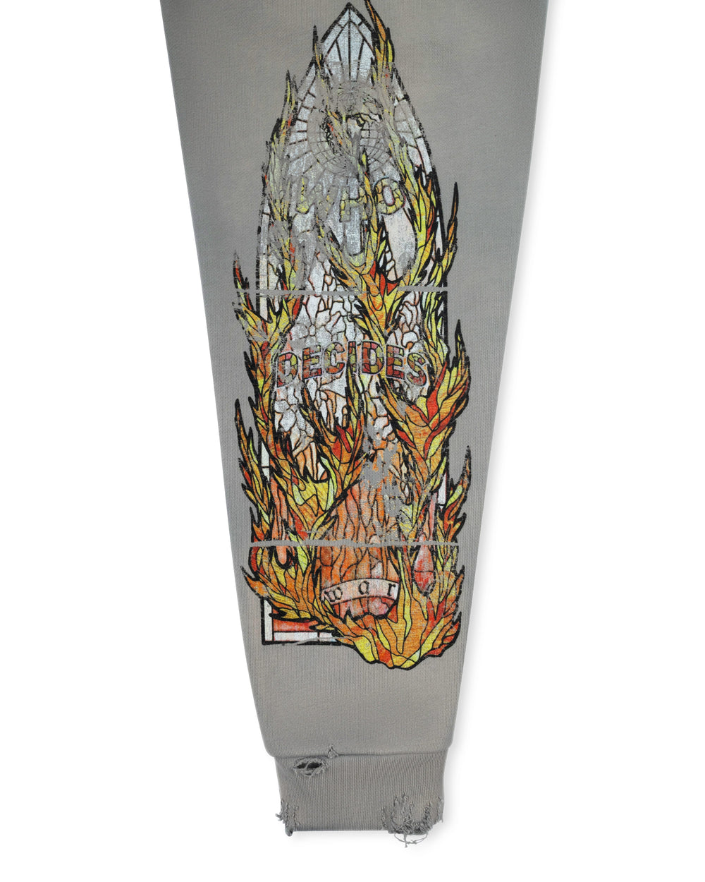 WHO DECIDES WAR FADED FLAME GLASS HOODED PULLOVER VINTAGE GREY