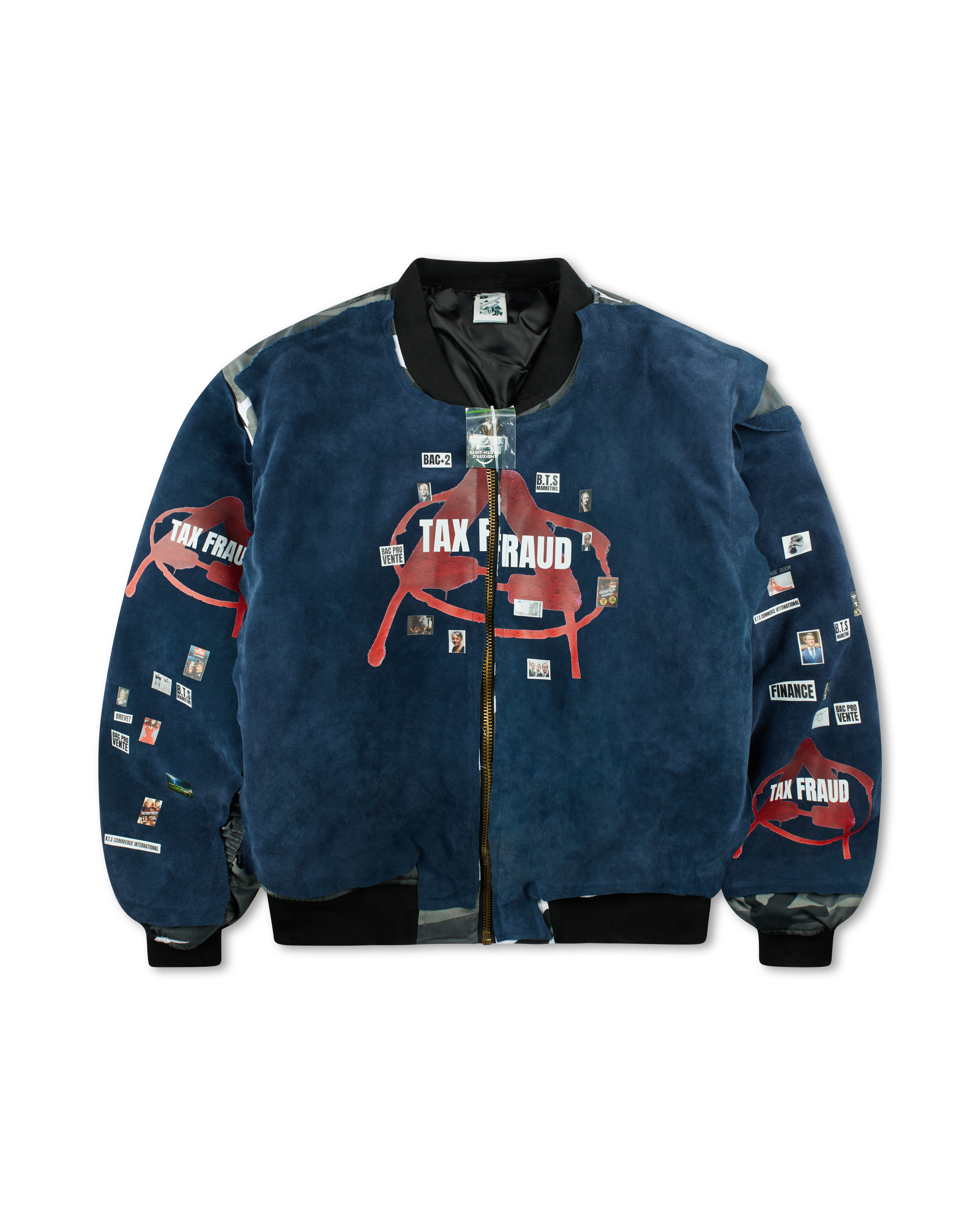 COUCOU BEBE TAX FRAUD BOMBER JACKET BLUE/BLACK – E3RD COUCOU BEBE TAX FRAUD BOMBER JACKET BLUE/BLACK – E3RD