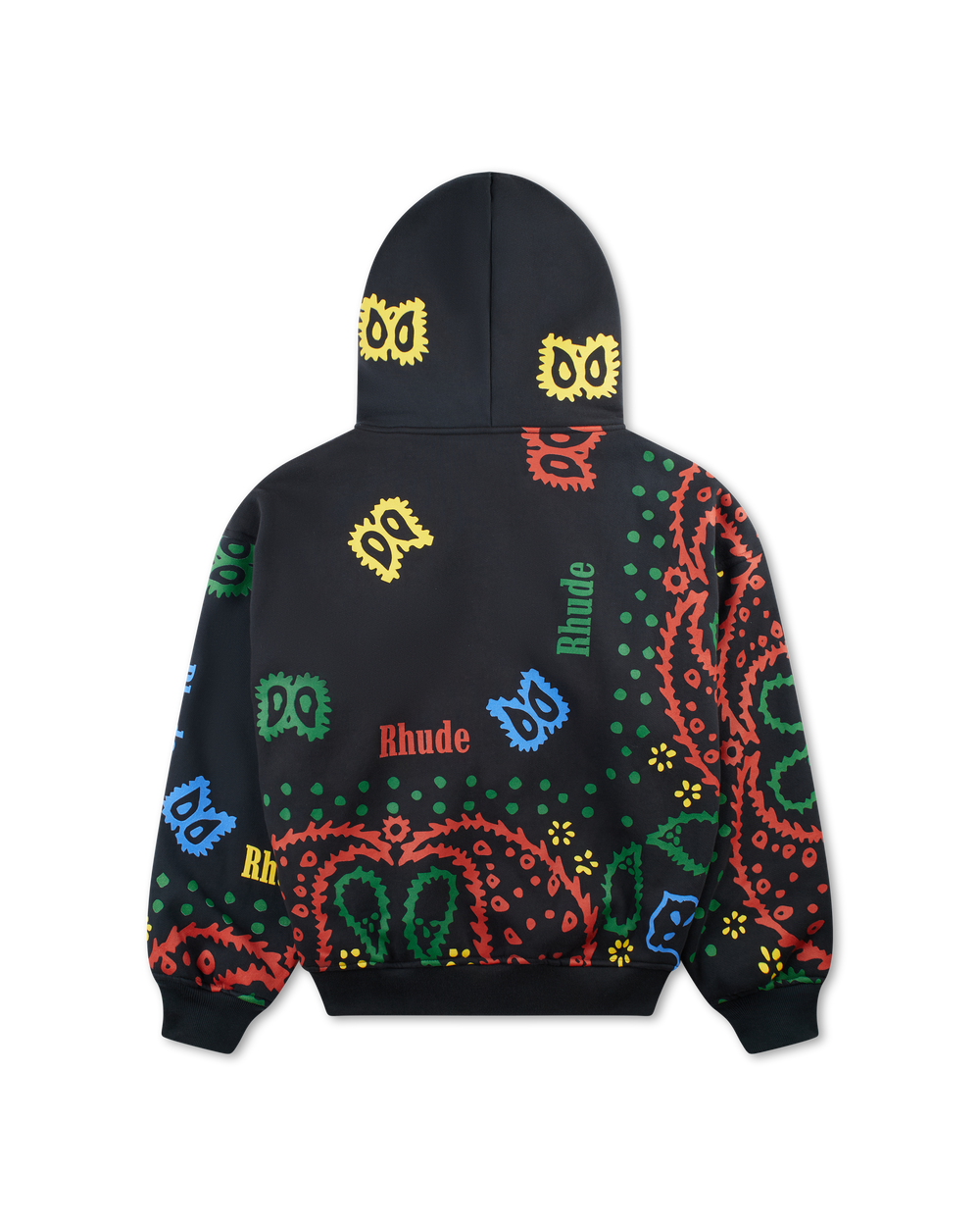 RHUDE BANDANA PRINT FULL-ZIP HOODIE VTG BLACK