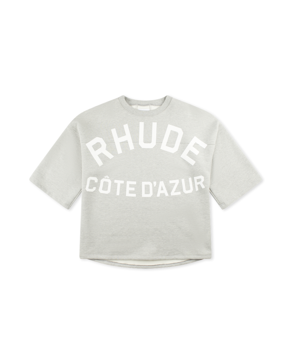 RHUDE COTE D'AZUR MID-SLEEVE BOXY TEE HEATHER GREY