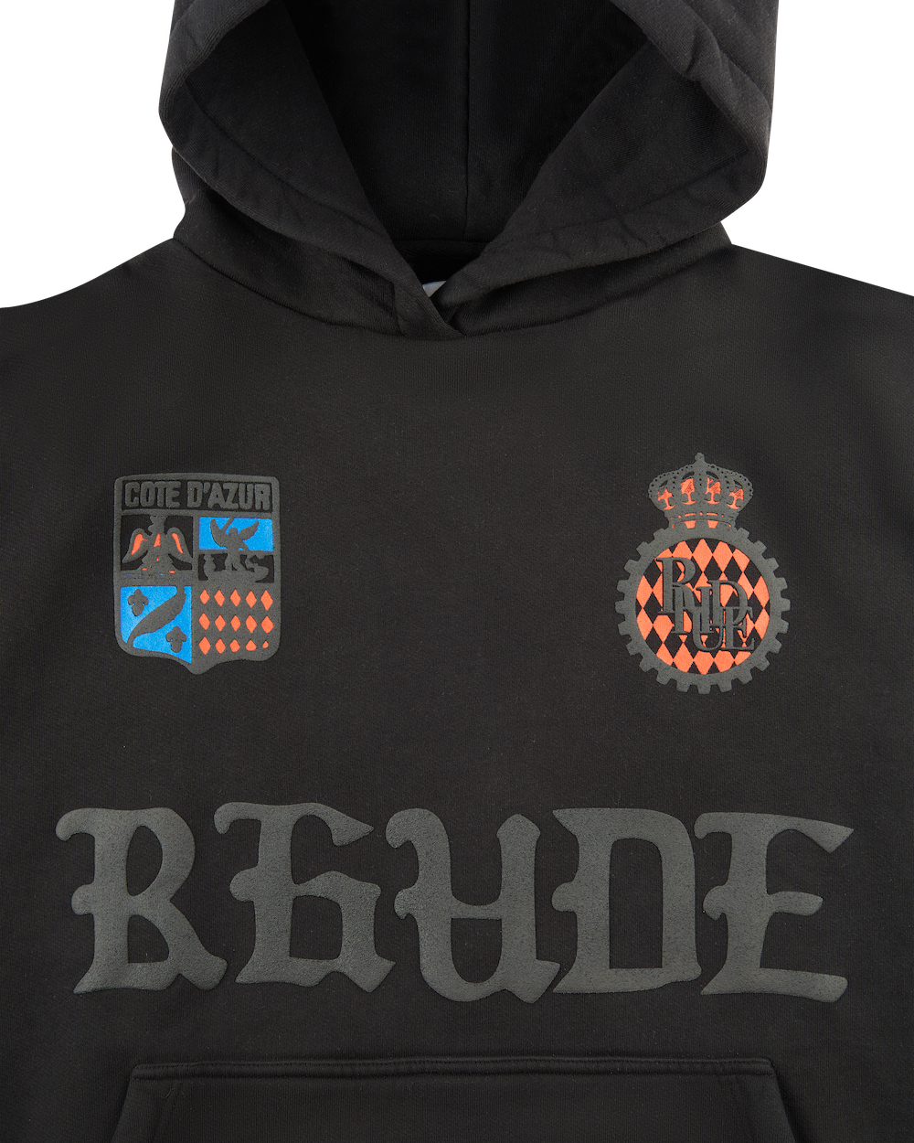 RHUDE COTE D'AZUR CREST OVERSIZED HOODIE BLACK