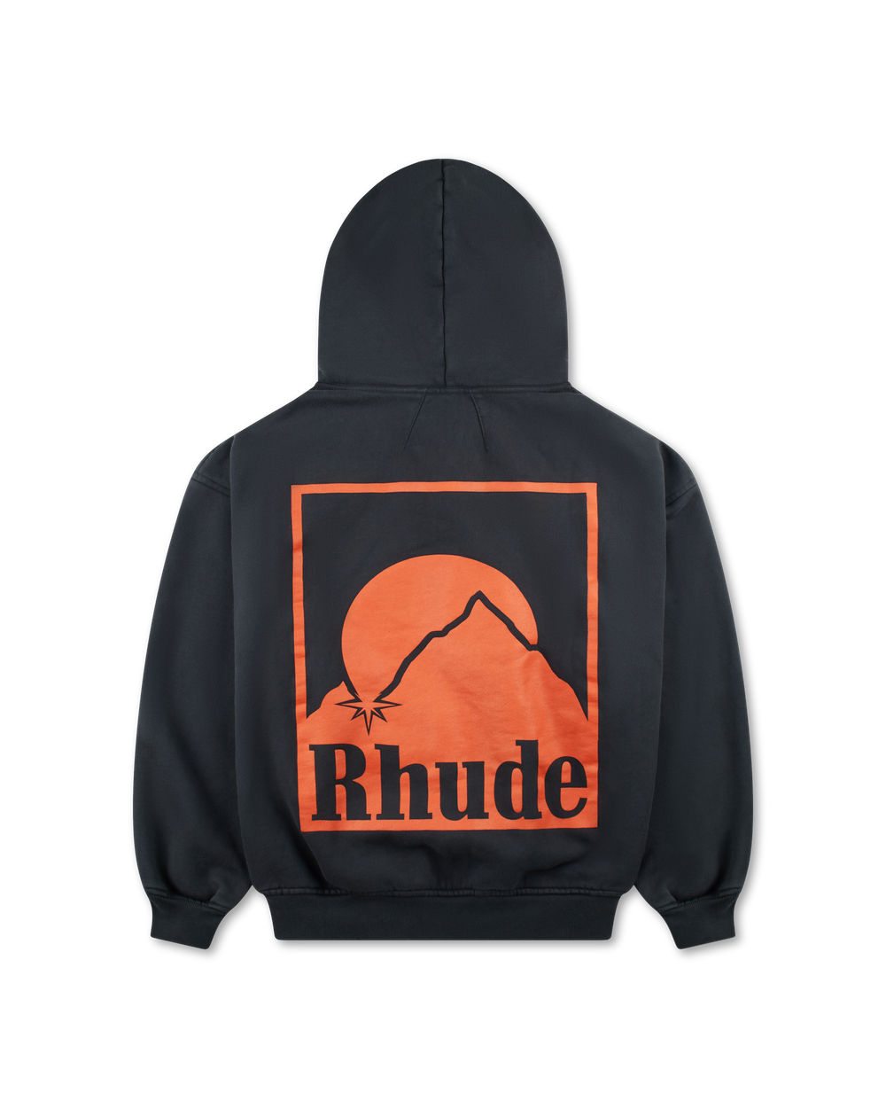RHUDE MOONLIGHT BADGE FULL-ZIP HOODIE VTG BLACK