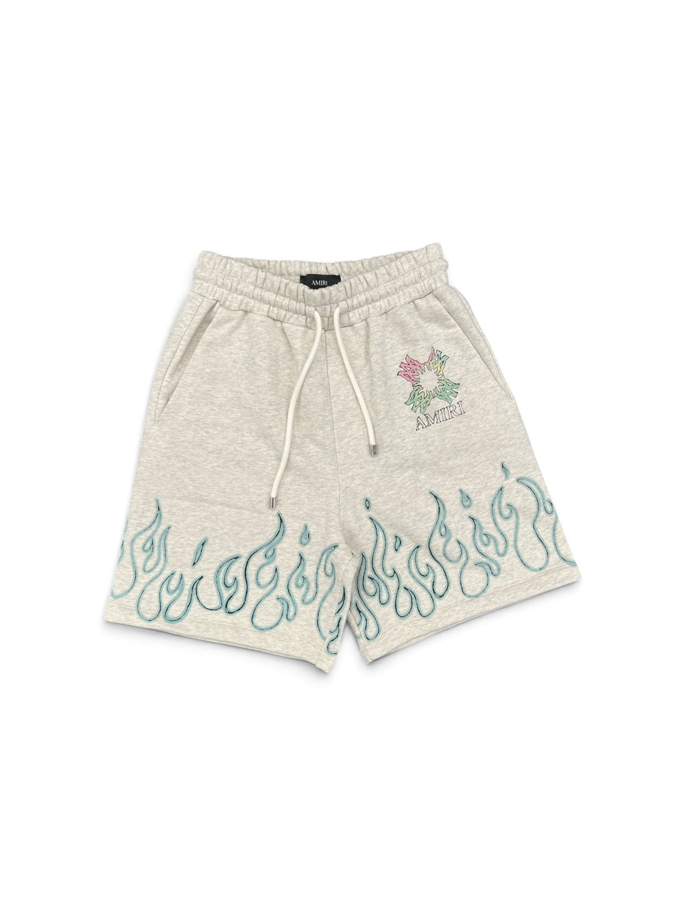AMIRI MA QUAD FLAMES SWEATSHORT IVORY