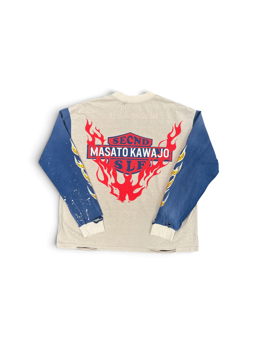 SECNDSLF FIRESTORM VINTAGE LS x MASATO KAWAJO VINTAGE WHITE / BLUE