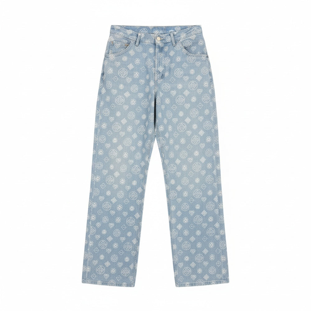 CASABLANCA RELAXED-FIT MONOGRAM JEANS BLUE