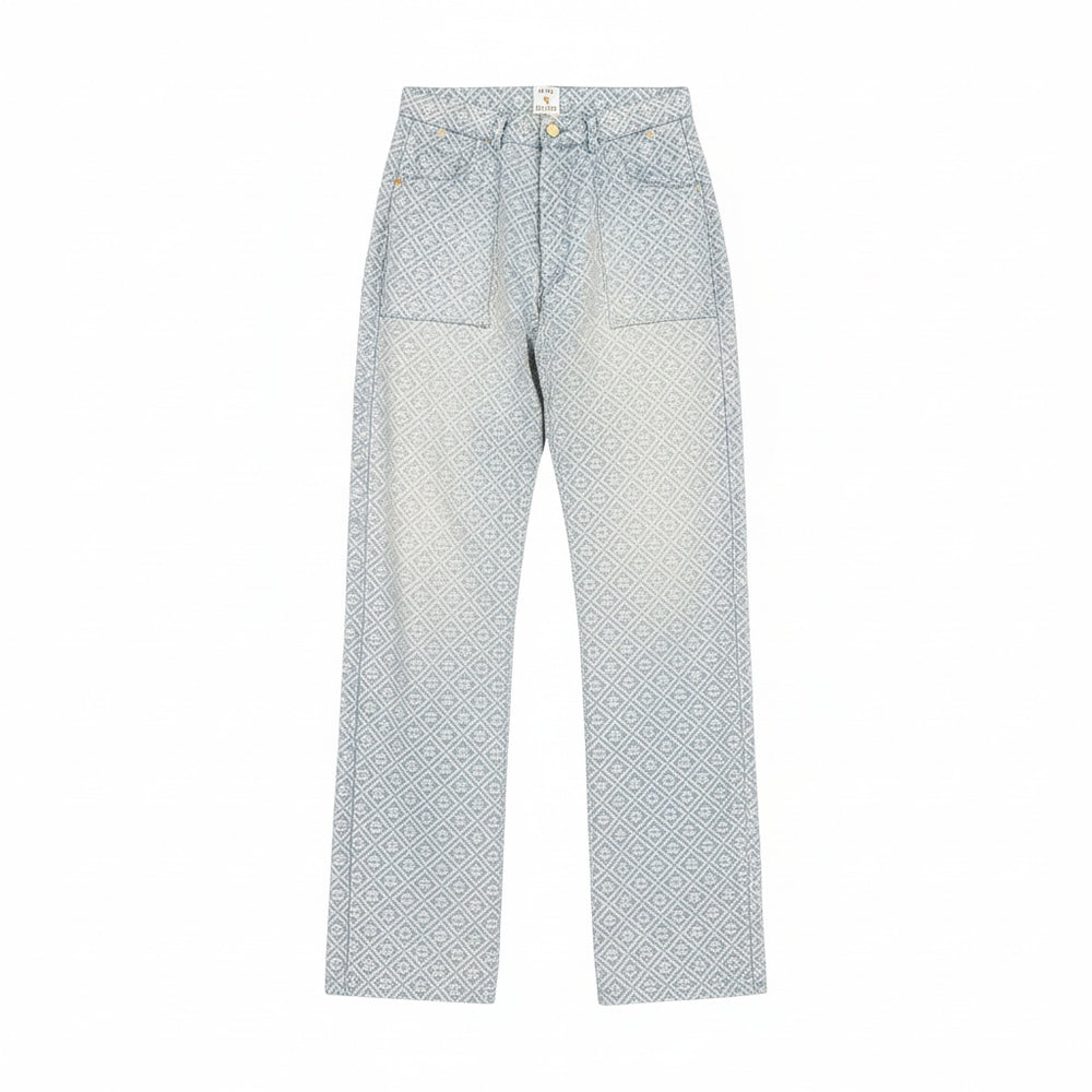 CASABLANCA RELAXED MONOGRAM DENIM TROUSERS BLUE