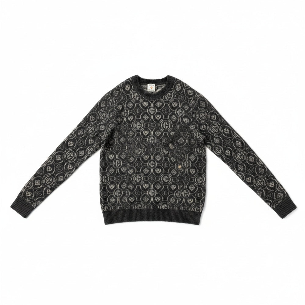 CASABLANCA FLUFFY MONOGRAM CREW NECK GREY