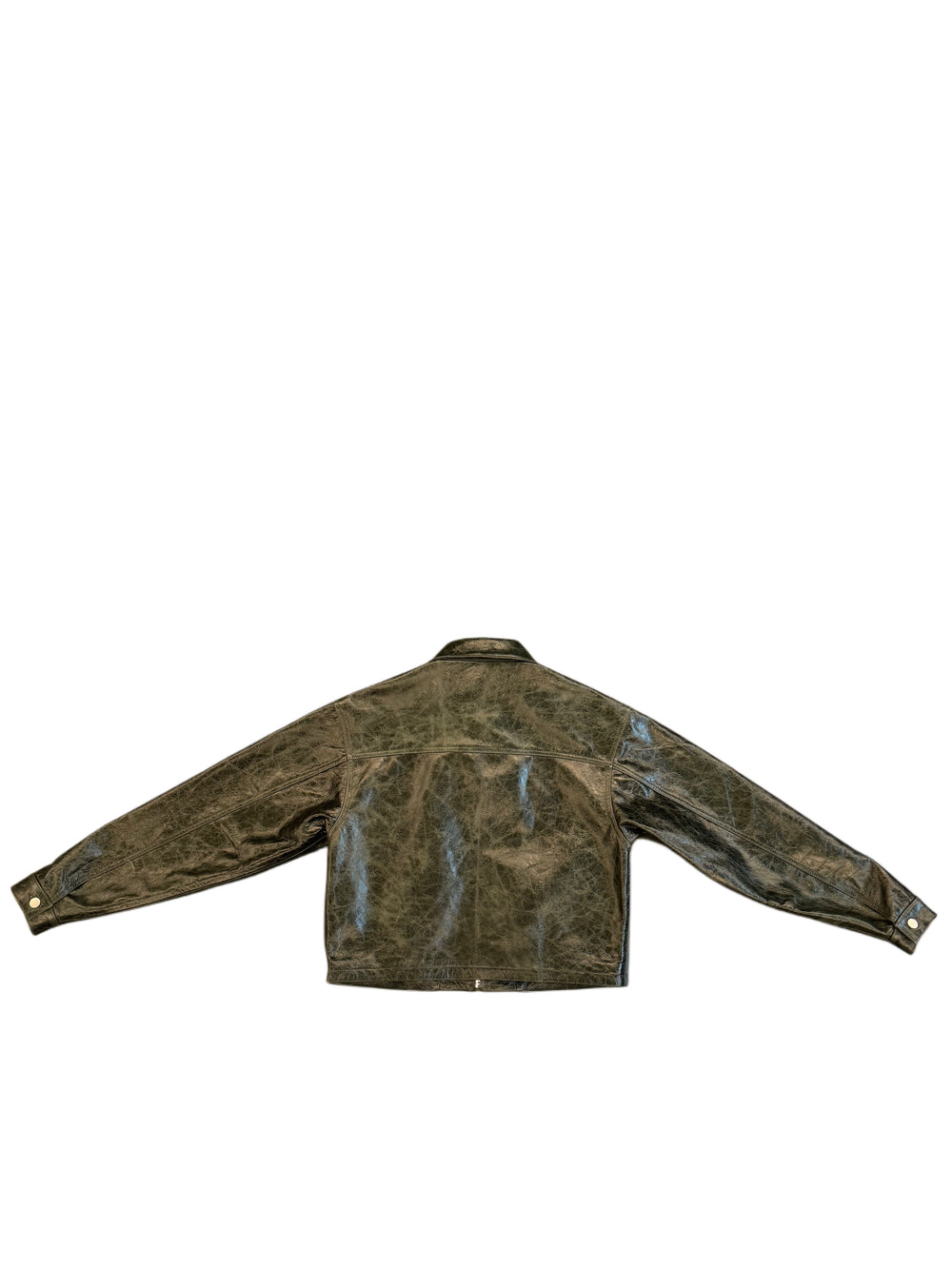 Sekrit Saints X Leather Jacket Green