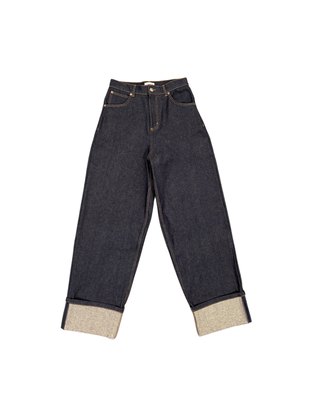 CHARLES JEFFREY LOVERBOY LOOSE FIT JEAN WITH
KNITTED POCKET WAISTED BLUE