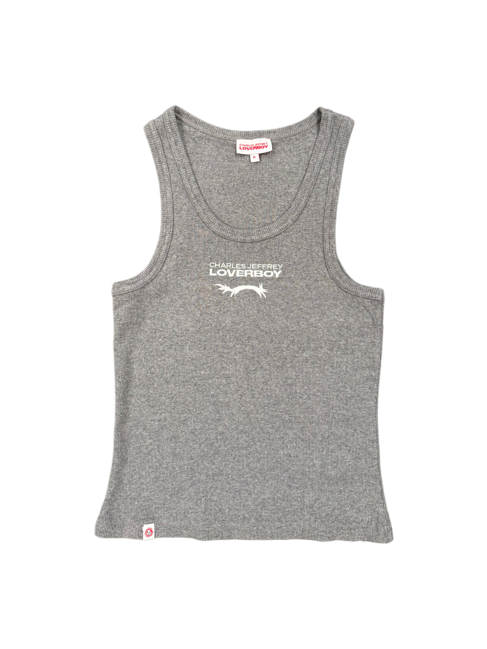 CHARLES JEFFREY LOVERBOY KNITTED LOGO TANK TOP GREY