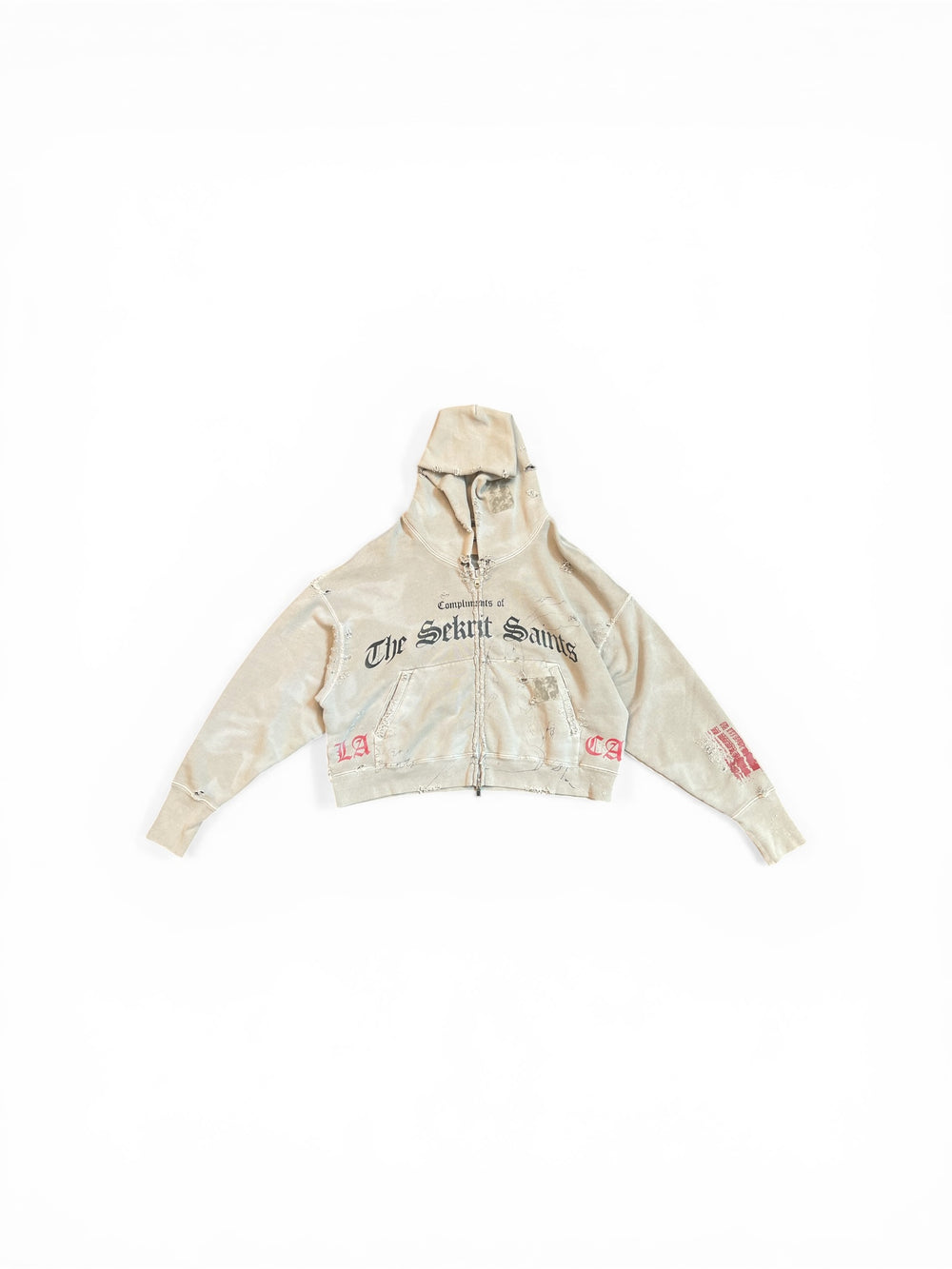 THE SEKRIT SAINTS STAMP ZIP-UP HOODIE VINTAGE GREEN