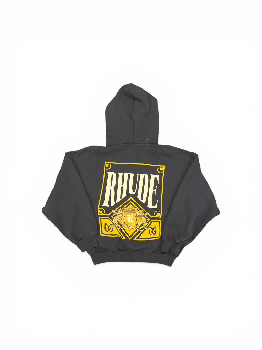 RHUDE PLAYING CARD HOODIE VINTAGE BLACK / YELLOW