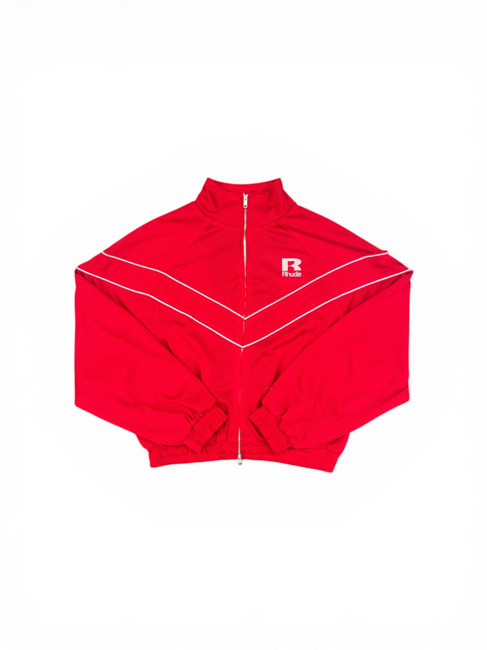 RHUDE MESH PIPING RAGLAN TRACK JACKET RED / WHITE