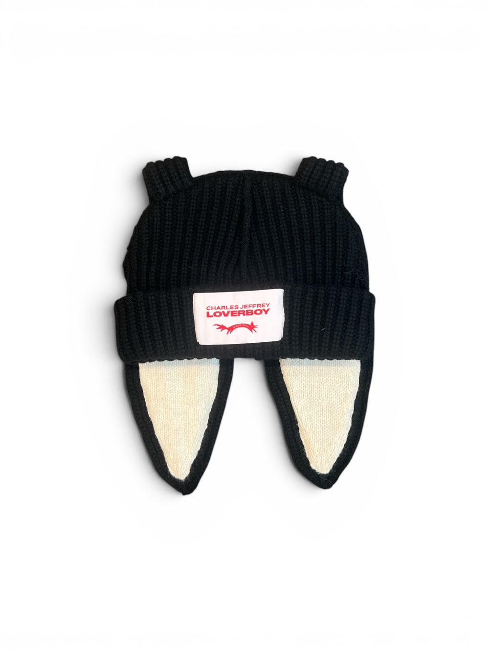 CHARLES JEFFREY LOVERBOY CHUNKY RABBIT BEANIE BLACK SS26