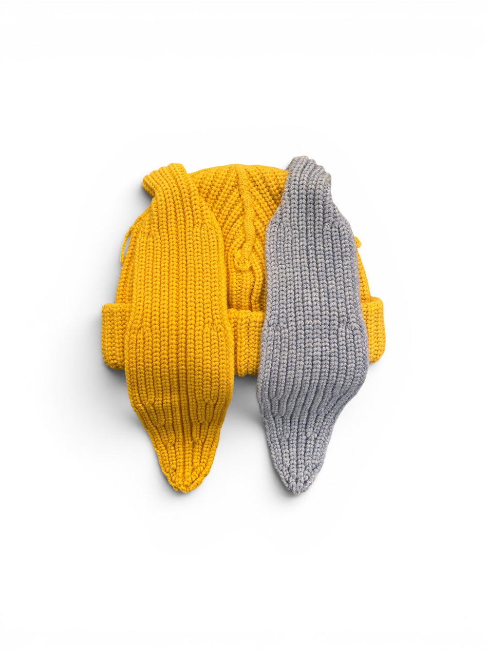 CHARLES JEFFREY LOVERBOY CHUNKY RABBIT BEANIE YELLOW + LIGHT BLUE