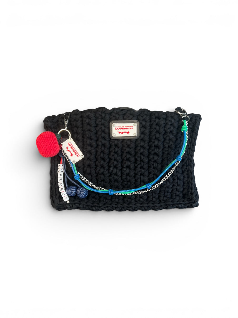 CHARLES JEFFREY LOVERBOY BUCKET BAG WITH APPLE CHARM BLACK