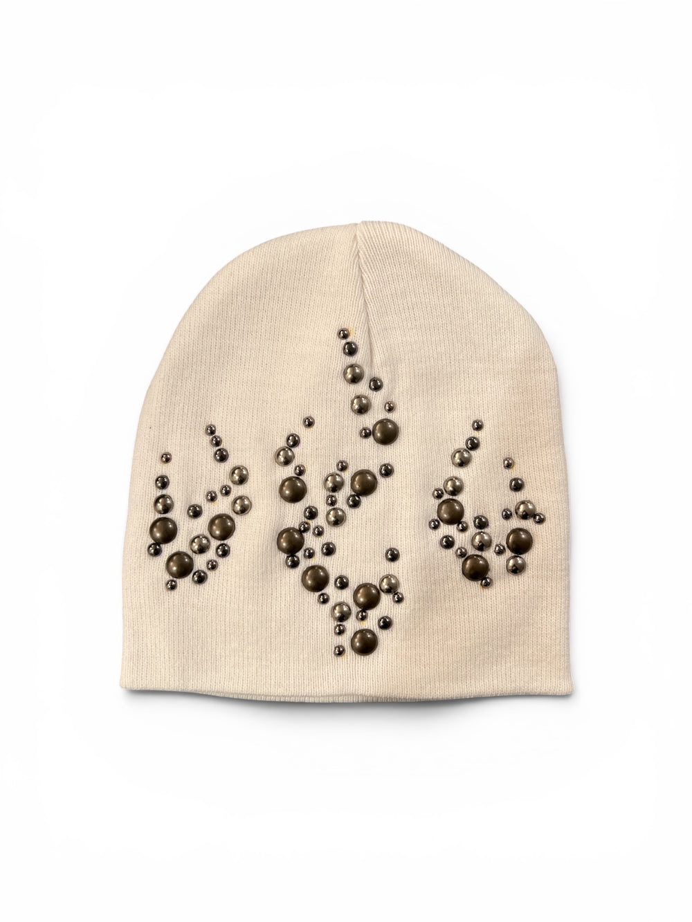 HELLSTAR STUDDED FLAME BEANIE WHITE