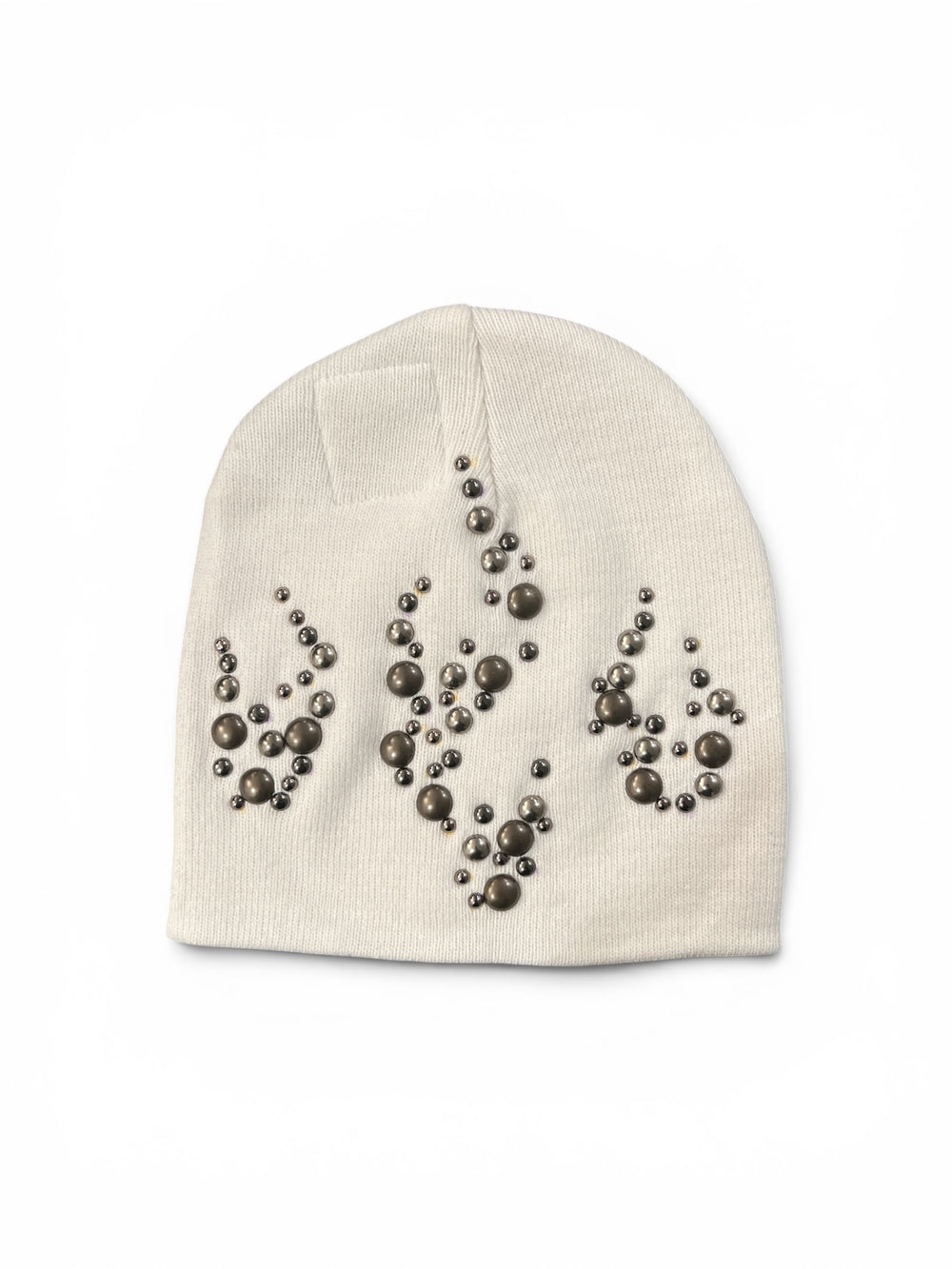 HELLSTAR STUDDED FLAME BEANIE WHITE